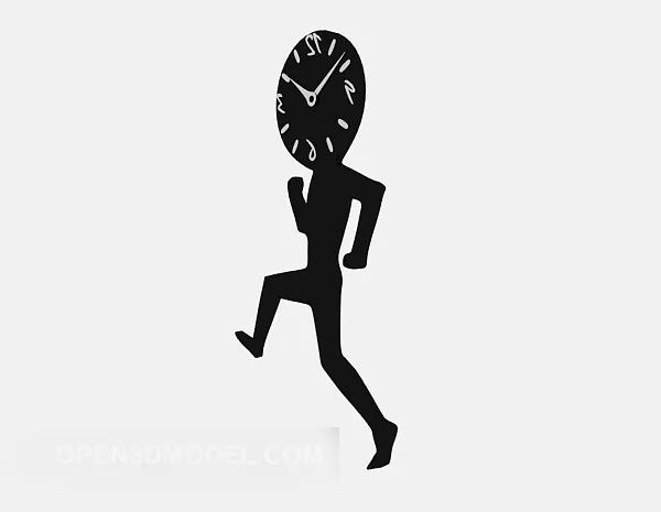 Square Clock With Big Number Style 3d model