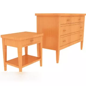 Yellow Wood Cabinet 3d model