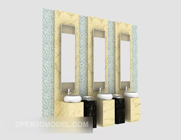 Sanitary Wash Basin Rectangular 3d model