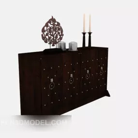 Wooden Wall Cabinet With Tableware 3d model