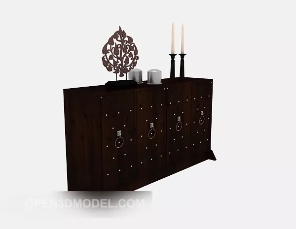 Wooden Wall Cabinet With Tableware 3d model Wooden Wall Cabinet With Tableware 3d model