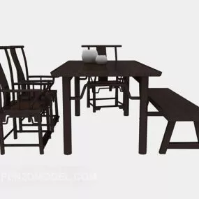 Traditional Chinese Dining Table And Chair 3d model