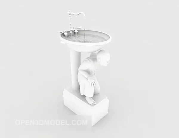 Washbasin With Rectangle Mirror 3d model