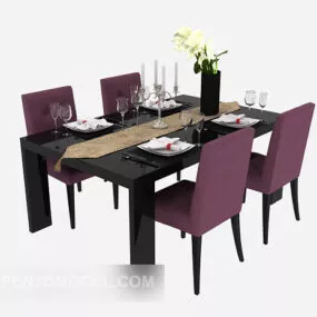 Four-seaters Dinning Table 3d model