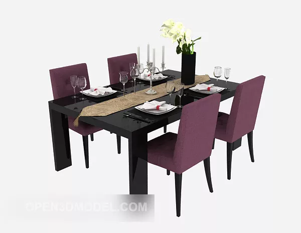 Four-seaters Dinning Table 3d model Four-seaters Dinning Table 3d model