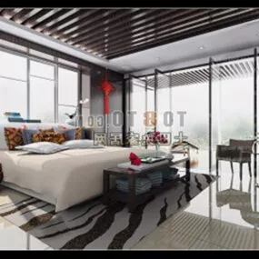 Apartment Luxury Bed Room Open Space Interior 3d model