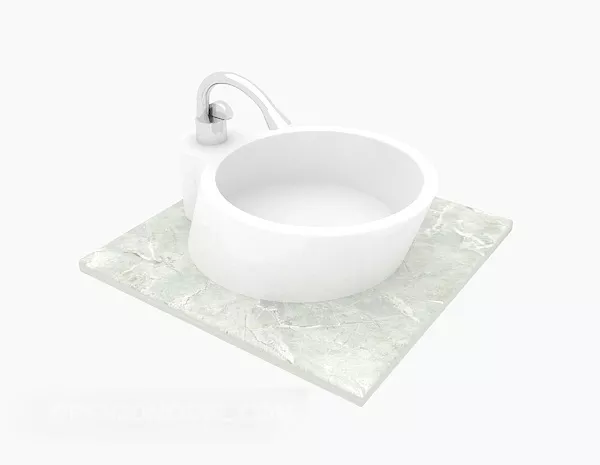 Washbasin With Table Chair And Cabinet 3d model
