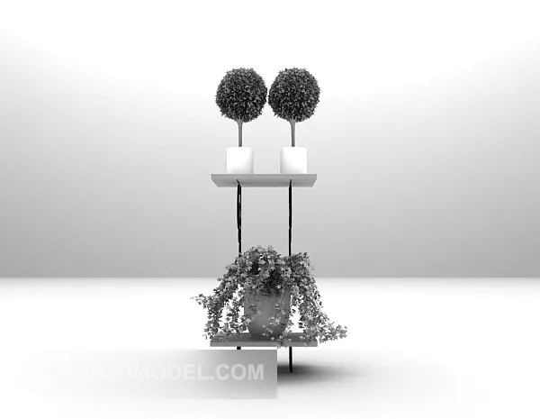 Plant Potted On Stand 3d model Plant Potted On Stand 3d model
