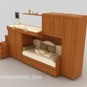 All-in-one Children Bunk Bed 3d model