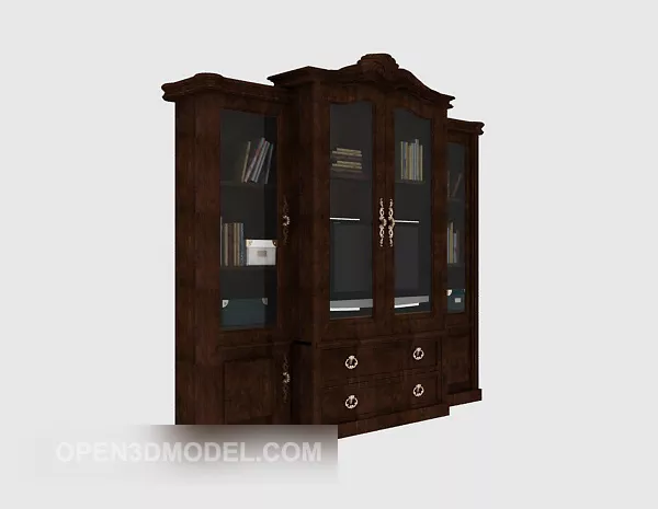 Office Bookcase With Glass Door 3d model