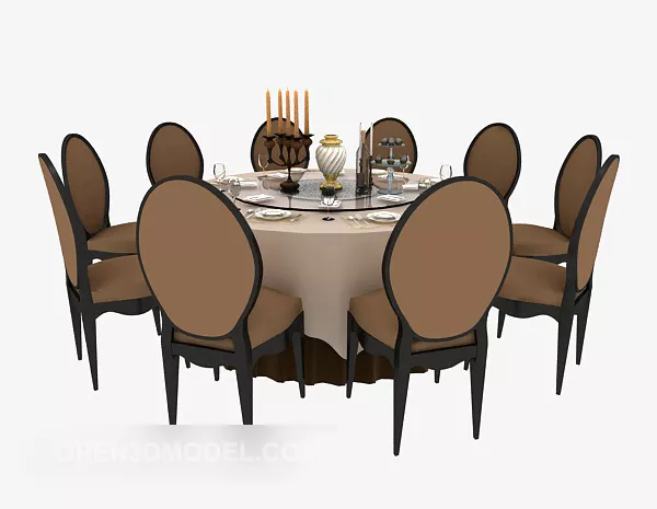 American Round Dinning Table Chair 3d model American Round Dinning Table Chair 3d model