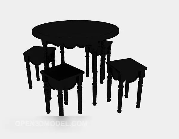 American Black Solid Wood Table Chair 3d model American Black Solid Wood Table Chair 3d model