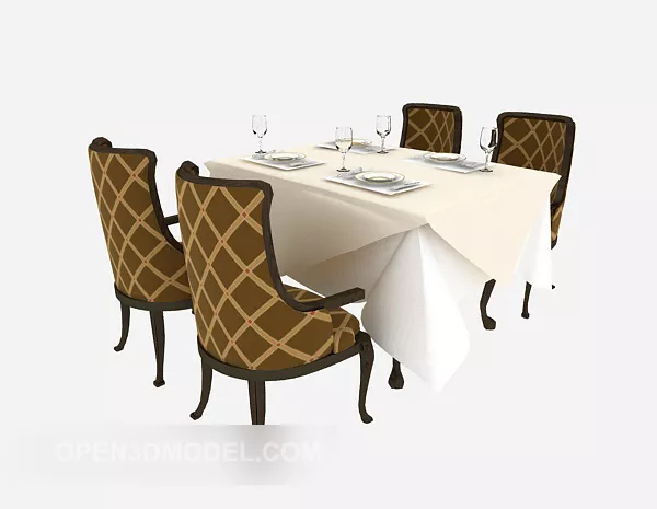 American Four-person Table Vintage 3d model American Four-person Table Vintage 3d model