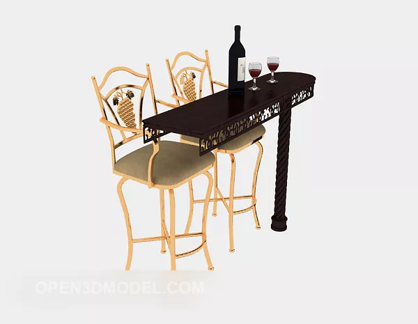 American Home Bar Table Chair 3d model American Home Bar Table Chair 3d model