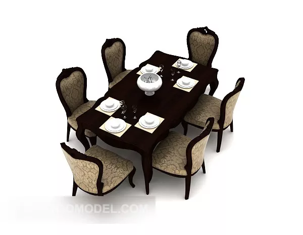 American Home Six-person Table 3d model American Home Six-person Table 3d model