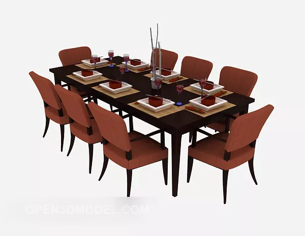 American Minimalist Dining Table Chair 3d model American Minimalist Dining Table Chair 3d model