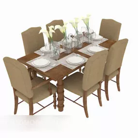 American Six-person Table Chair 3d model