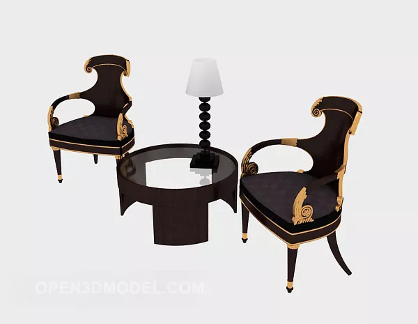 American Solid Wood Leisure Table Chair 3d model American Solid Wood Leisure Table Chair 3d model