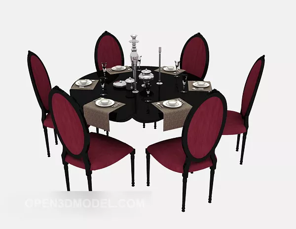 American Solid Wood Table And Dining Chair 3d model American Solid Wood Table And Dining Chair 3d model