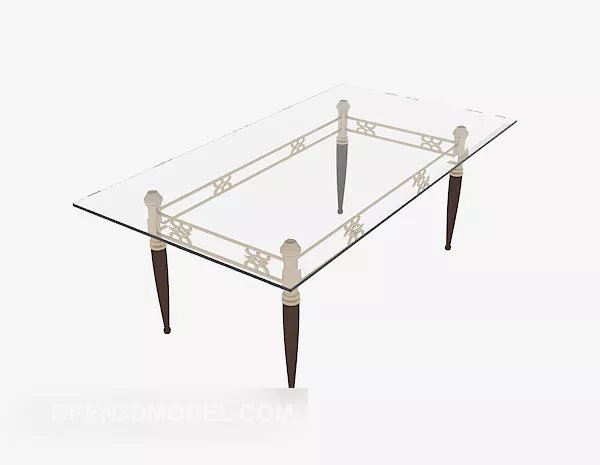 American Style Glass Coffee Table 3d model American Style Glass Coffee Table 3d model