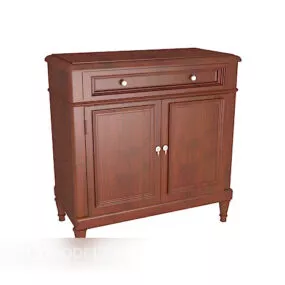 American Style Locker Brown Wooden 3d model