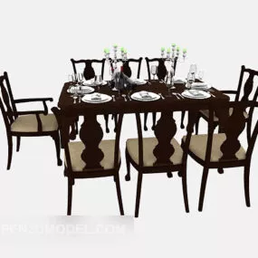 American Style Minimalist Dining Table 3d model