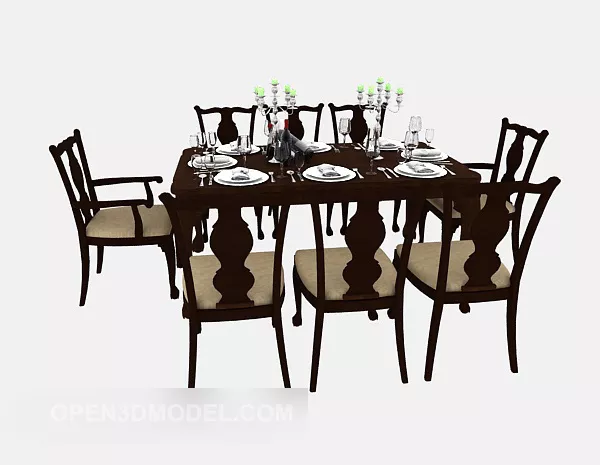 American Style Minimalist Dining Table 3d model American Style Minimalist Dining Table 3d model