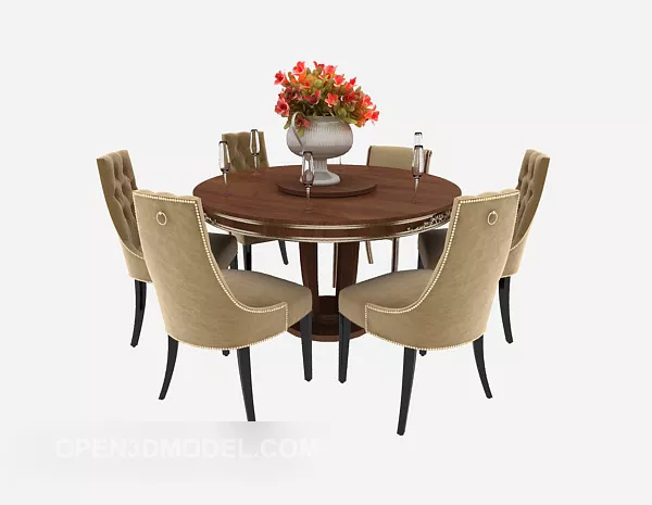 American Style Solid Wood Dining Table 3d model American Style Solid Wood Dining Table 3d model
