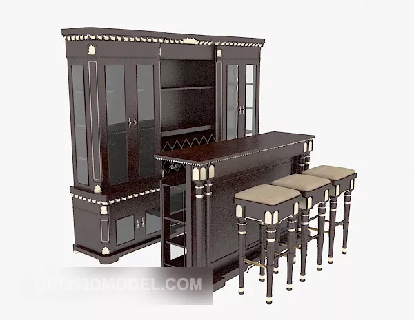 Traditional Bar Table Chair Set 3d model Traditional Bar Table Chair Set 3d model