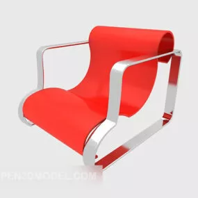 Armrail Red Lounge Chair 3d model