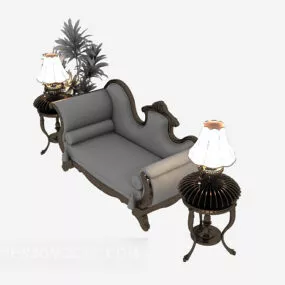 Armrest European Sofa Stool Set 3d model
