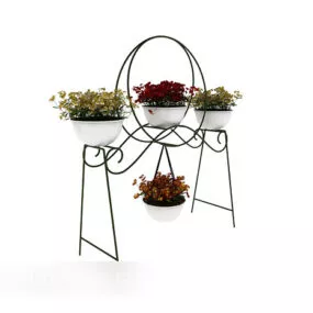 Balcony Flower Rack Vintage Style 3d model