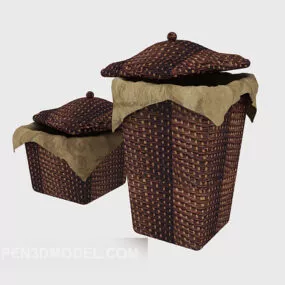 Bamboo Basket Set 3d model