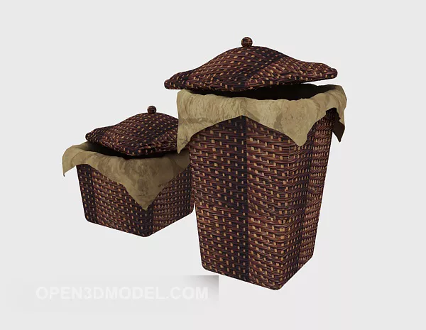 Bamboo Basket Set 3d model Bamboo Basket Set 3d model