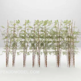 Green Bamboo Plant Hedge 3d model