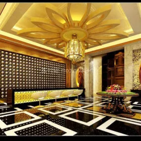 Bar Design Flower Shaped Ceiling Decor 3d model