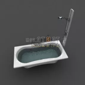 Old Bathtub With Shower 3d model
