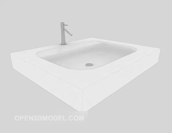 Bathroom Circle Washbasin With Chrome Tap 3d model