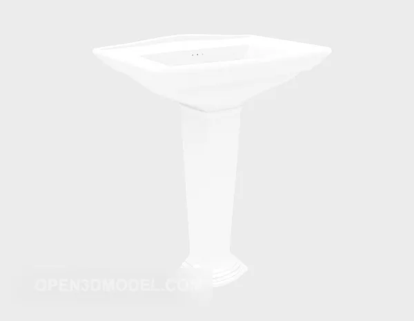 Washbasin With Square Mirror And Lamp 3d model