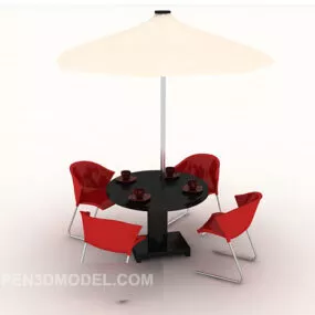 Beach Lounge Chair With Umbrella 3d model