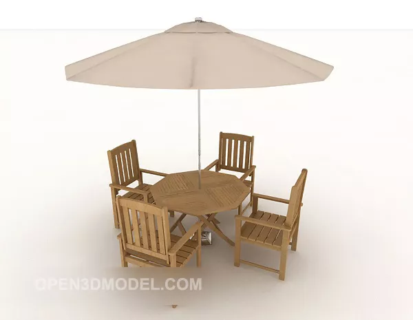 Beach Solid Wood Table And Chairs 3d model Beach Solid Wood Table And Chairs 3d model