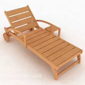 Beach Solid Wood Loungers 3d model