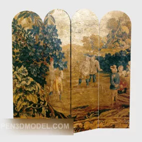 Beautiful European Style Screen 3d model