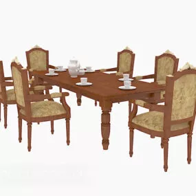Beautiful European Table And Chair Furniture 3d model