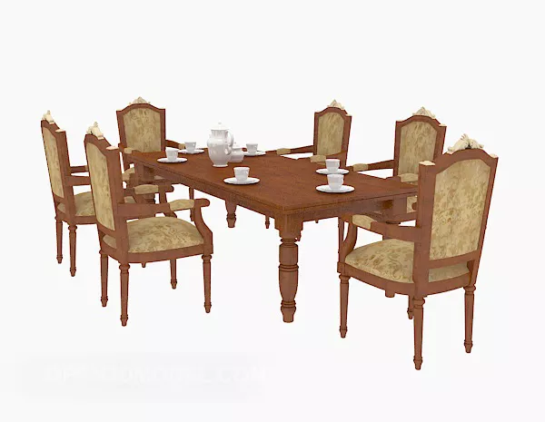 Beautiful European Table And Chair Furniture 3d model Beautiful European Table And Chair Furniture 3d model