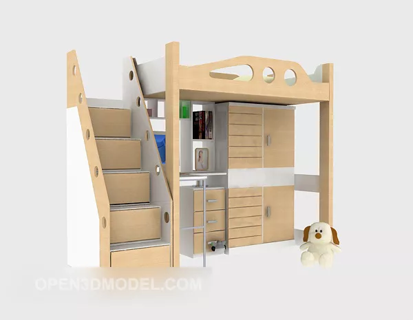 Bunk Bed With Cabinet Furniture Interior 3d model Bunk Bed With Cabinet Furniture Interior 3d model