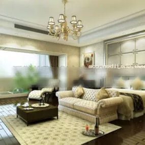 Bedroom Interior City Home Style 3d model