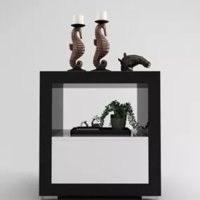 Bedside Furniture Wooden With Tableware 3d model