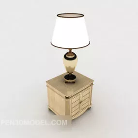 Bedside Table With Table Lamp 3d model