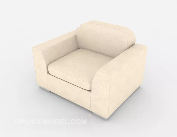 Beige Square Single Sofa 3d model Beige Square Single Sofa 3d model